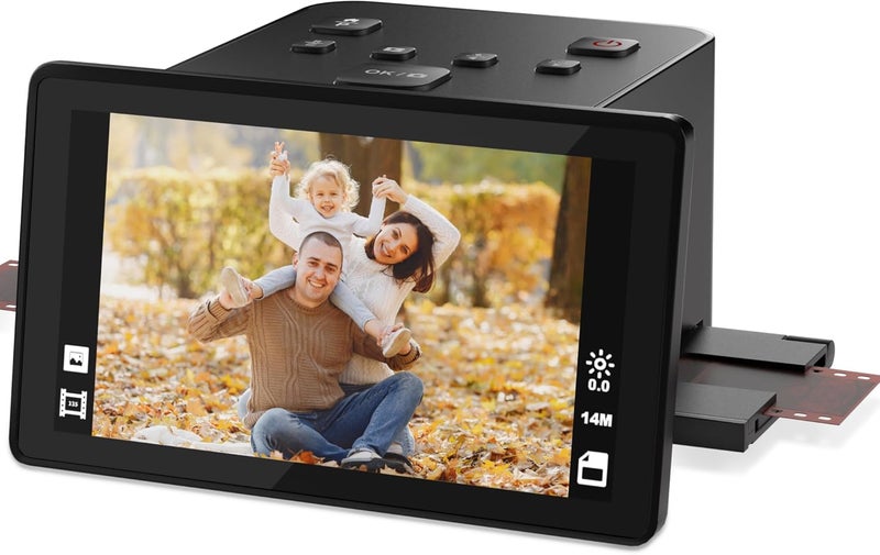 DigitConvert 22MP Film and Slide Scanner with 5” LCD Screen, Convert Color & B&W Negatives & Slides 35mm, 126, 110 Film to JPEG Digital Photos - Image 1